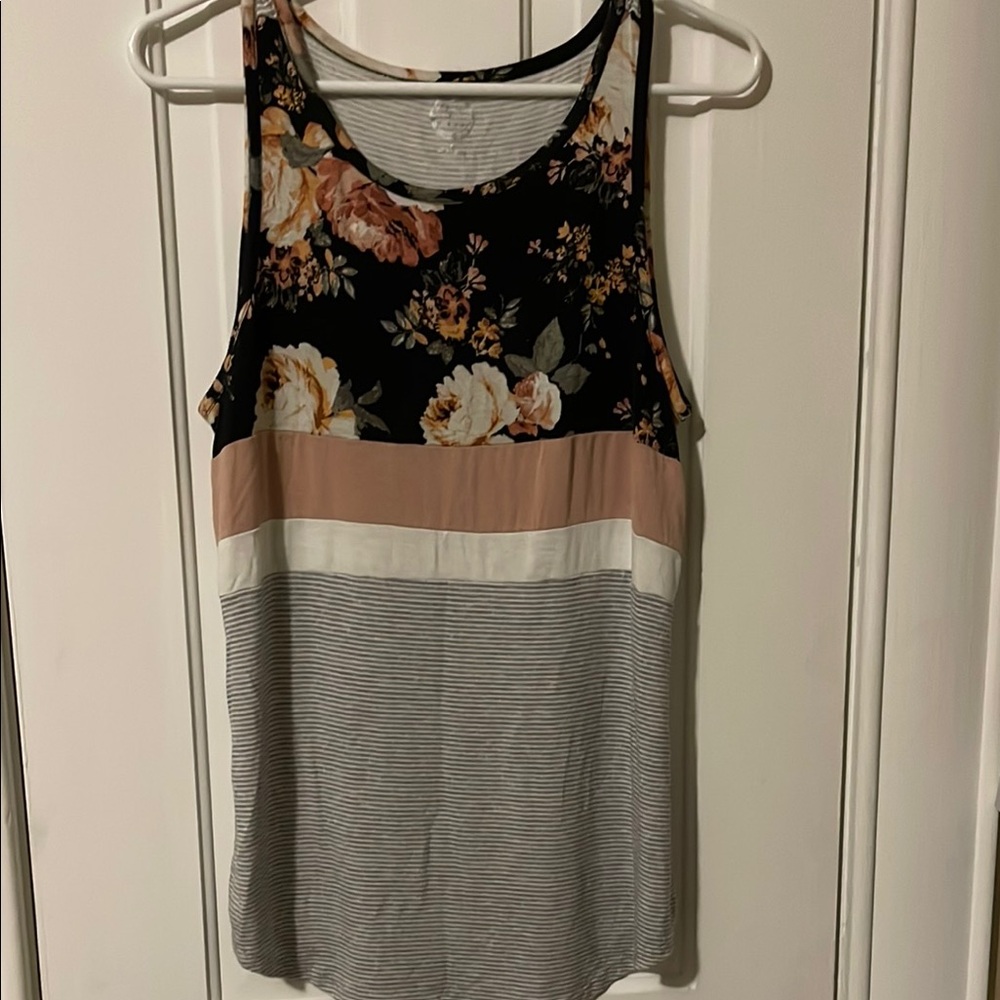 Maurices Floral and Striped Women's Tank Top